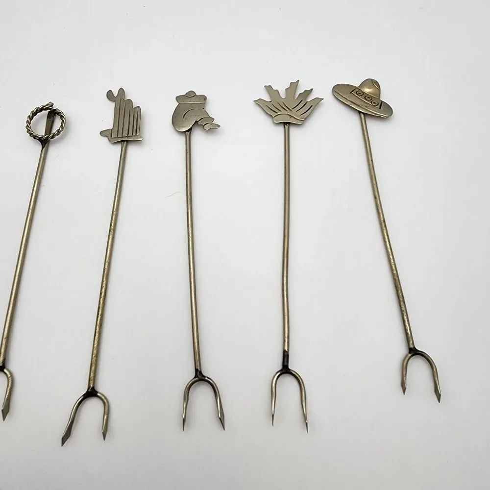 Vintage Taxco Set of 7 Olive/Pickle Forks